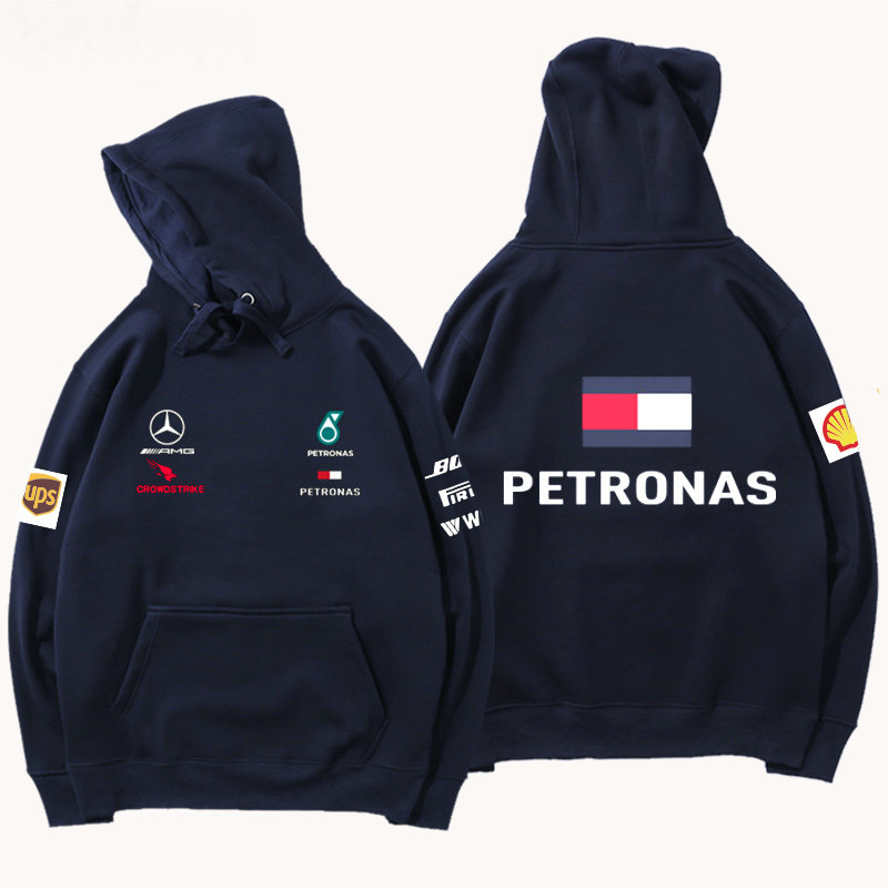 Sweat à capuche CrowdStrike Mercedes AMG Petronas Motorsport Team F1 Coton Homme Poche Kangourou